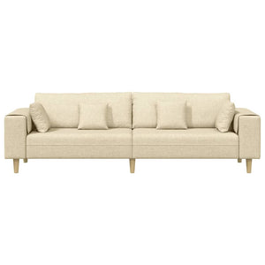 vidaXL Sofa with Cushions Cream 250 x 77 x 76 cm Fabric