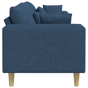 vidaXL Sofa with Cushions Blue 250 x 77 x 76 cm Fabric