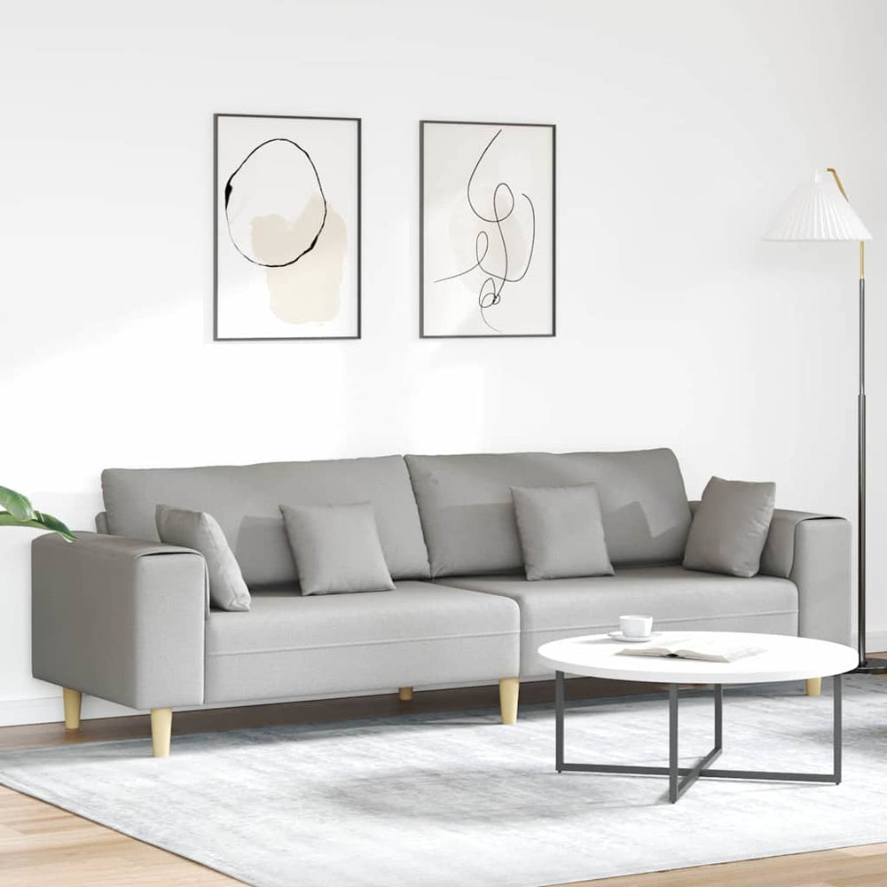 vidaXL Sofa with Cushions Cloud Grey 250 x 77 x 76 cm Fabric