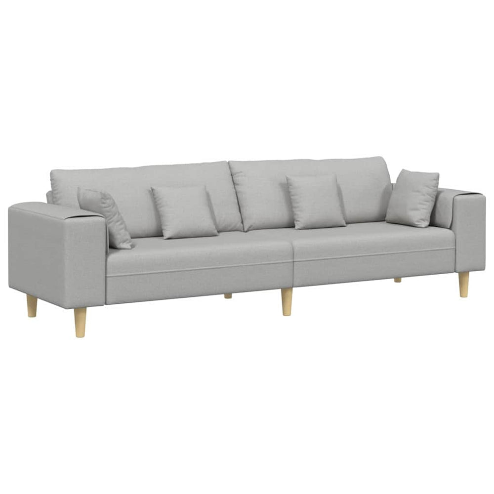 vidaXL Sofa with Cushions Cloud Grey 250 x 77 x 76 cm Fabric