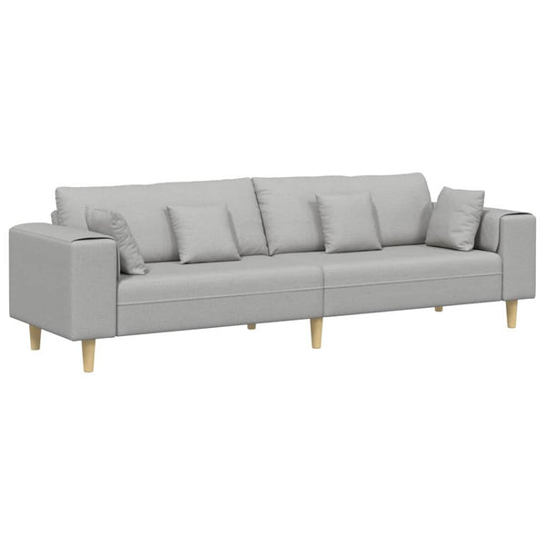 vidaXL Sofa with Cushions Cloud Grey 250 x 77 x 76 cm Fabric