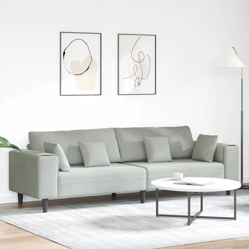 vidaXL Sofa Light Gray 250 x 77 x 76 cm Velvet