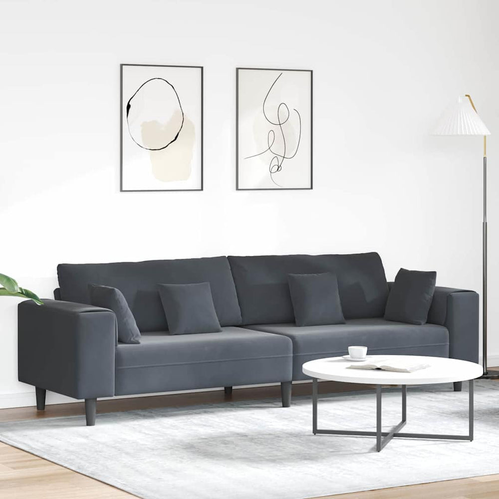 vidaXL Sofa Dark Grey 250 x 77 x 76 cm Velvet