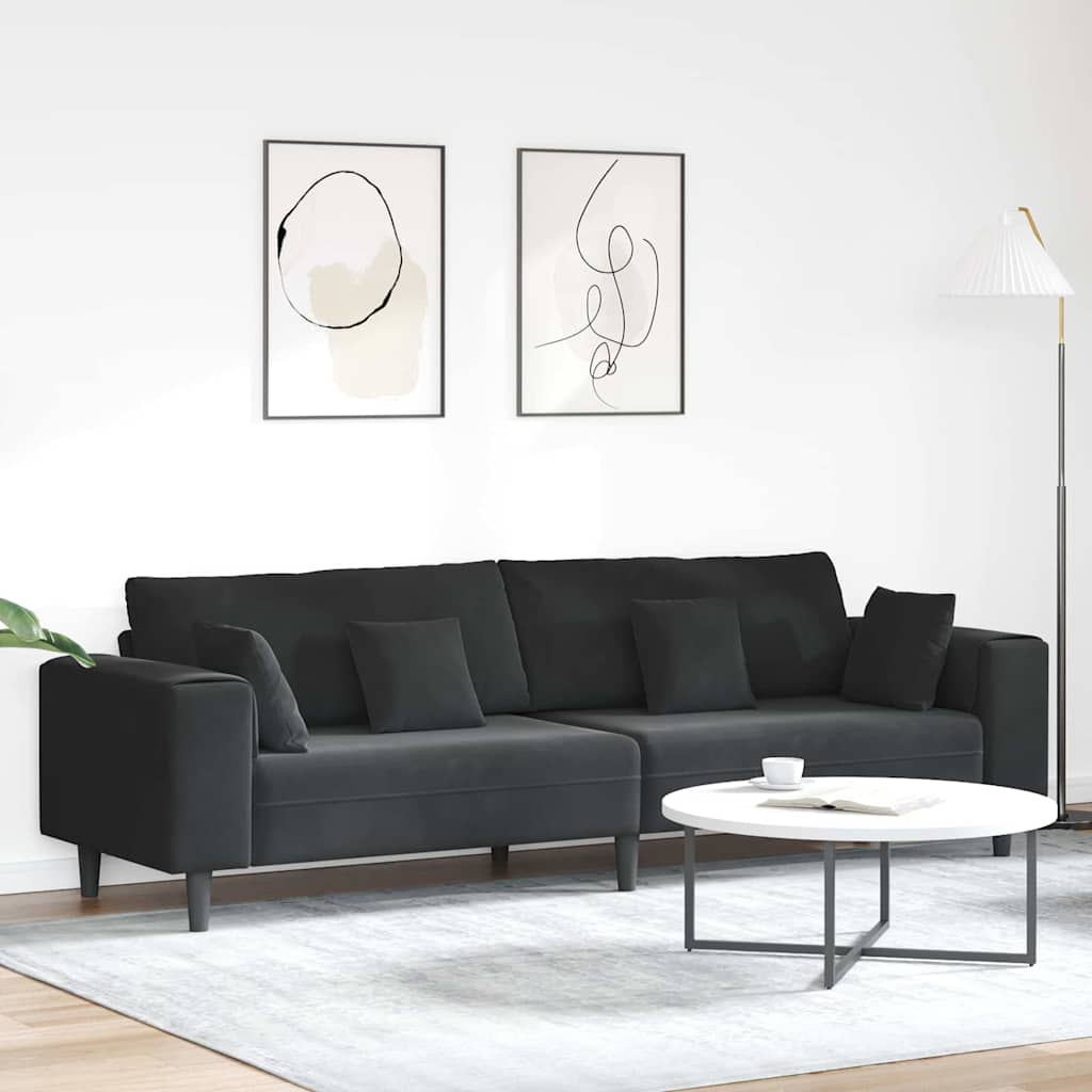 vidaXL Sofa Black 250 x 77 x 76 cm Velvet