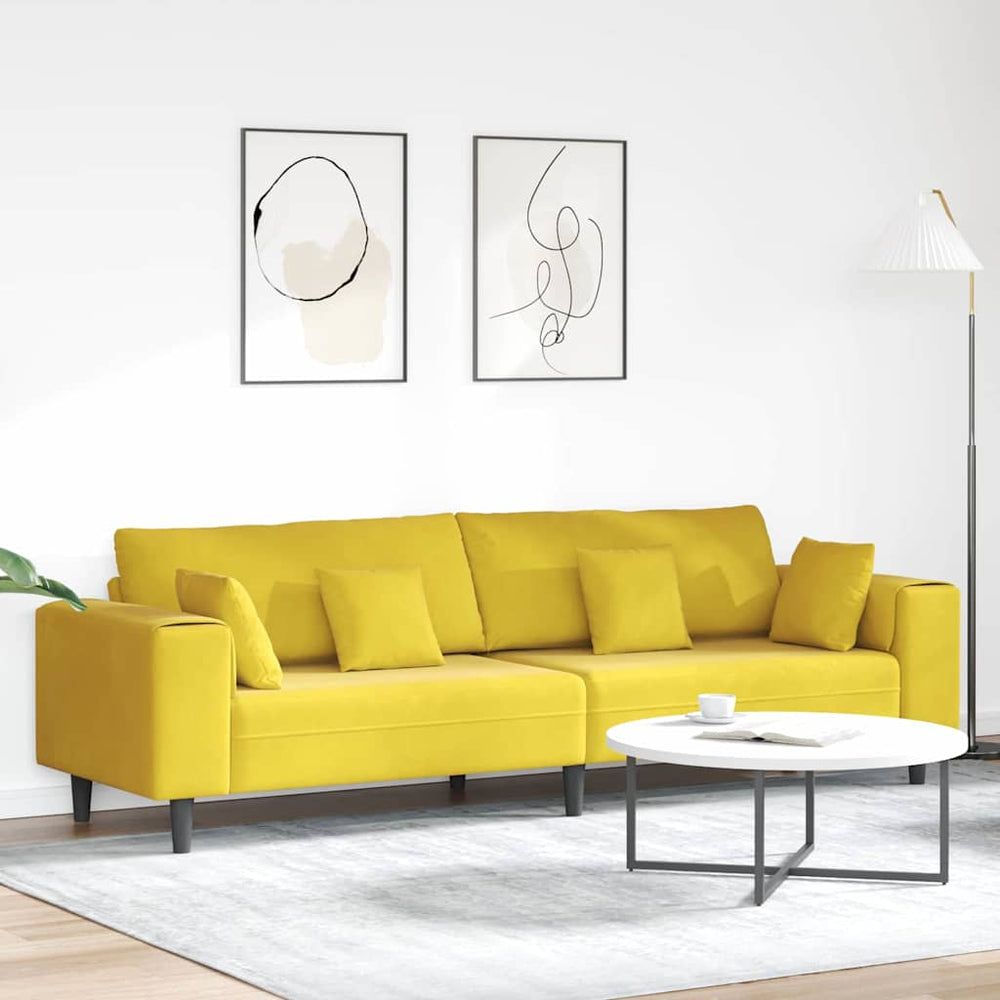 vidaXL Sofa Yellow 250 x 77 x 76 cm Velvet