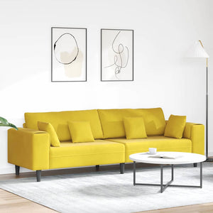 vidaXL Sofa Yellow 250 x 77 x 76 cm Velvet