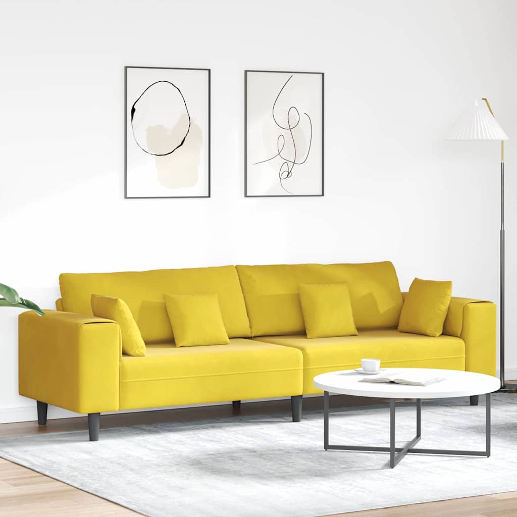 vidaXL Sofa Yellow 250 x 77 x 76 cm Velvet