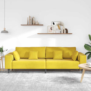 vidaXL Sofa Yellow 250 x 77 x 76 cm Velvet