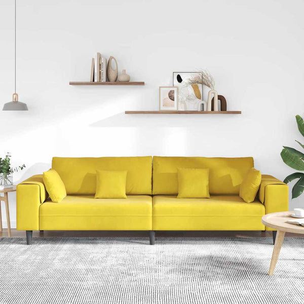 vidaXL Sofa Yellow 250 x 77 x 76 cm Velvet