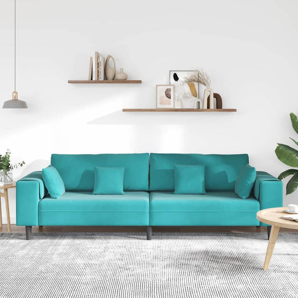 vidaXL Sofa Turquoise 250 x 77 x 76 cm Velvet