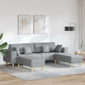vidaXL 3-piece Sofa with Cushions Light Grey Fabric