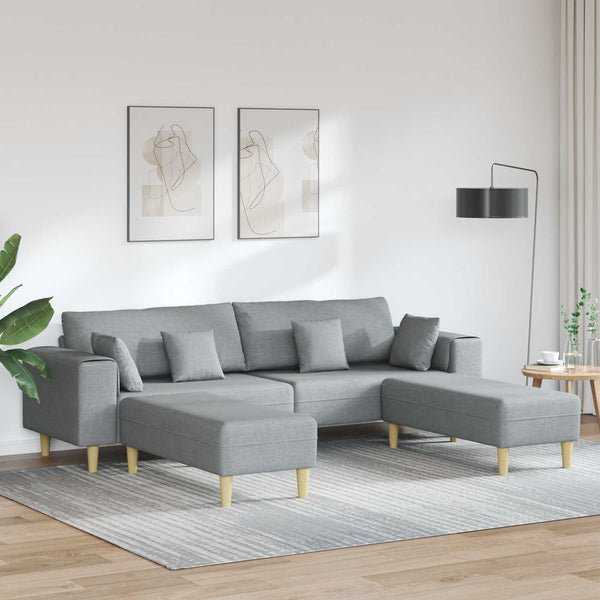 vidaXL 3-piece Sofa with Cushions Light Grey Fabric