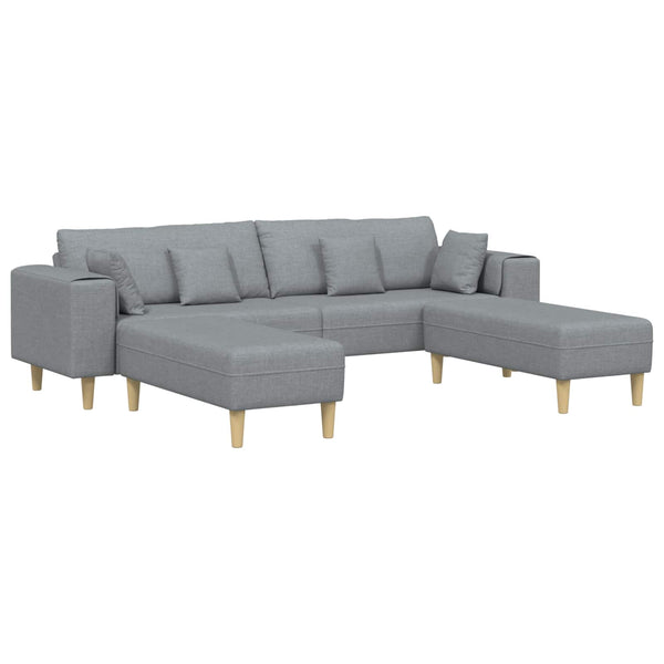 vidaXL 3-piece Sofa with Cushions Light Grey Fabric