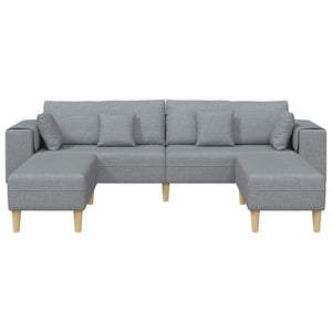 vidaXL 3-piece Sofa with Cushions Light Grey Fabric