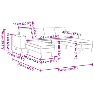 vidaXL 3-piece Sofa with Cushions Light Grey Fabric