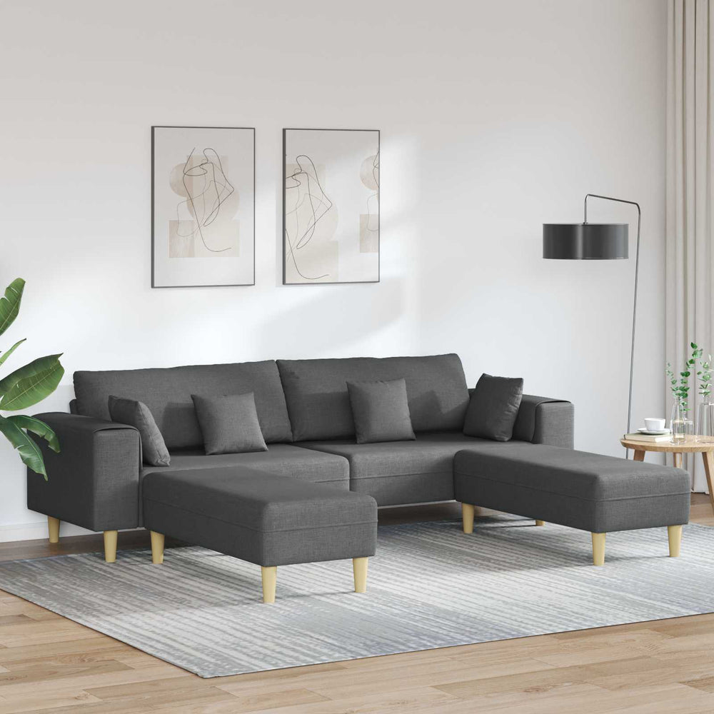vidaXL 3-piece Sofa with Cushions Dark Grey Fabric