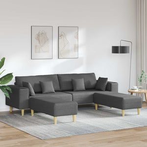 vidaXL 3-piece Sofa with Cushions Dark Grey Fabric