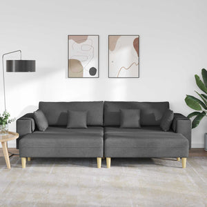vidaXL 3-piece Sofa with Cushions Dark Grey Fabric