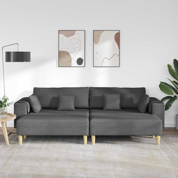 vidaXL 3-piece Sofa with Cushions Dark Grey Fabric