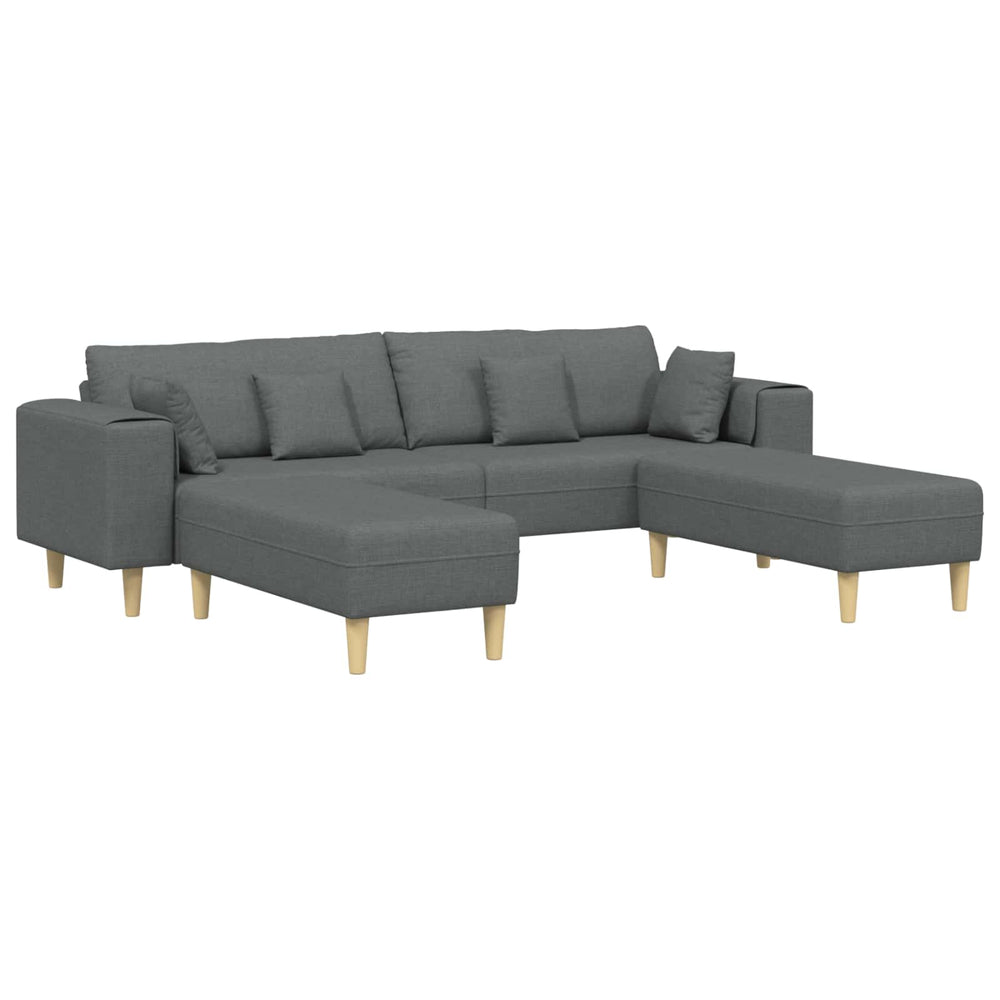 vidaXL 3-piece Sofa with Cushions Dark Grey Fabric