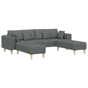 vidaXL 3-piece Sofa with Cushions Dark Grey Fabric