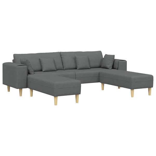 vidaXL 3-piece Sofa with Cushions Dark Grey Fabric
