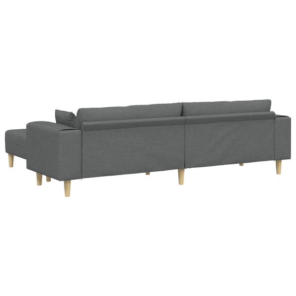 vidaXL 3-piece Sofa with Cushions Dark Grey Fabric