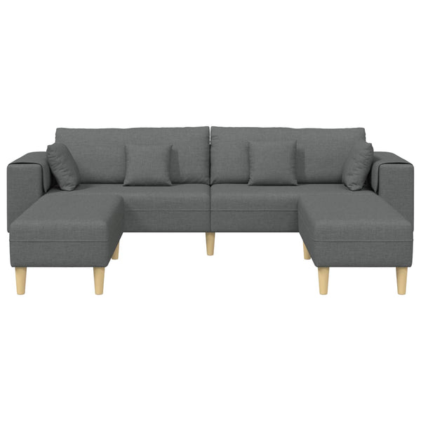 vidaXL 3-piece Sofa with Cushions Dark Grey Fabric