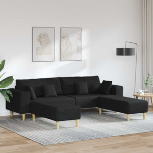 vidaXL 3-Piece Sofa with Cushions Black Fabric
