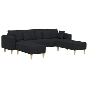 vidaXL 3-Piece Sofa with Cushions Black Fabric