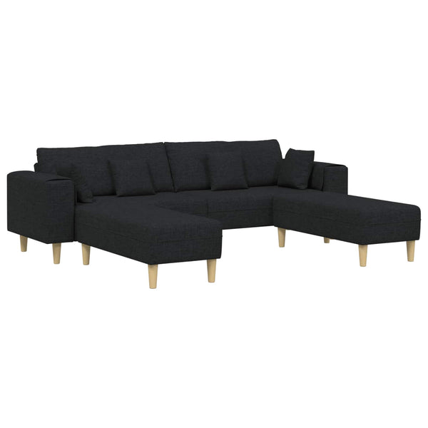 vidaXL 3-Piece Sofa with Cushions Black Fabric