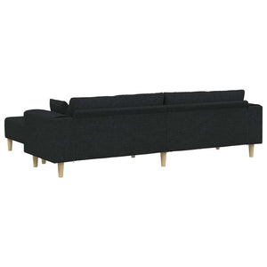 vidaXL 3-Piece Sofa with Cushions Black Fabric