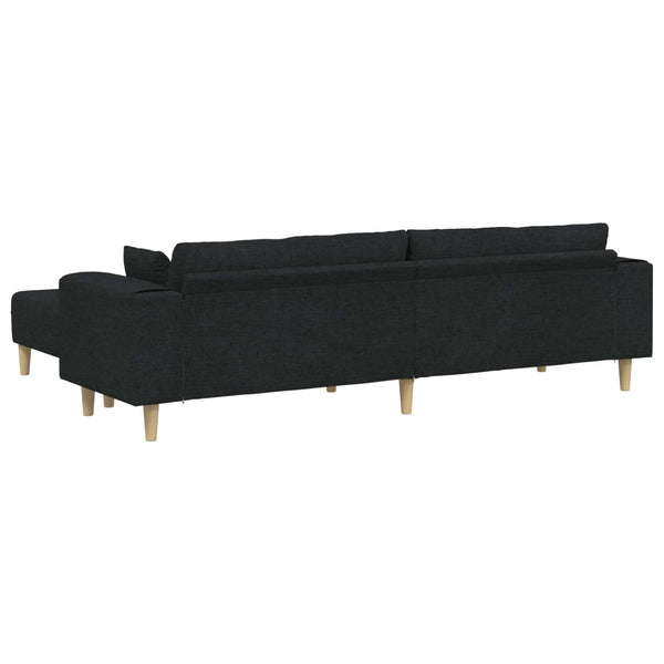 vidaXL 3-Piece Sofa with Cushions Black Fabric