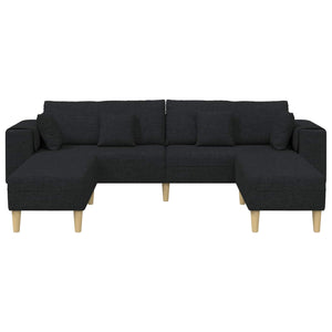 vidaXL 3-Piece Sofa with Cushions Black Fabric