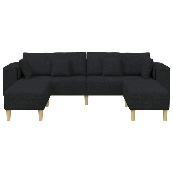 vidaXL 3-Piece Sofa with Cushions Black Fabric