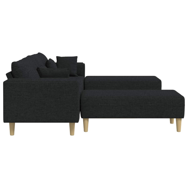 vidaXL 3-Piece Sofa with Cushions Black Fabric