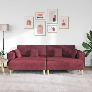 vidaXL 3-Piece Sofa with Cushions Wine Red Fabric