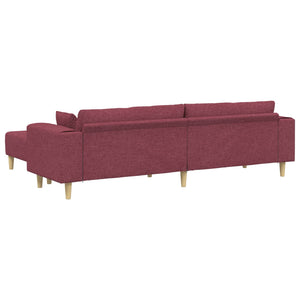 vidaXL 3-Piece Sofa with Cushions Wine Red Fabric