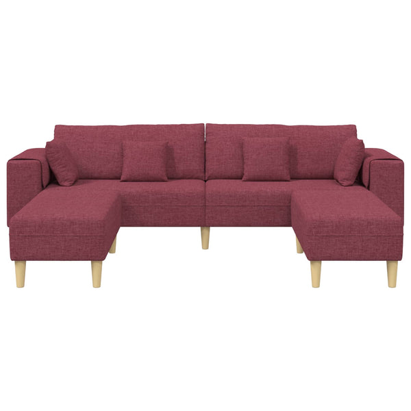 vidaXL 3-Piece Sofa with Cushions Wine Red Fabric