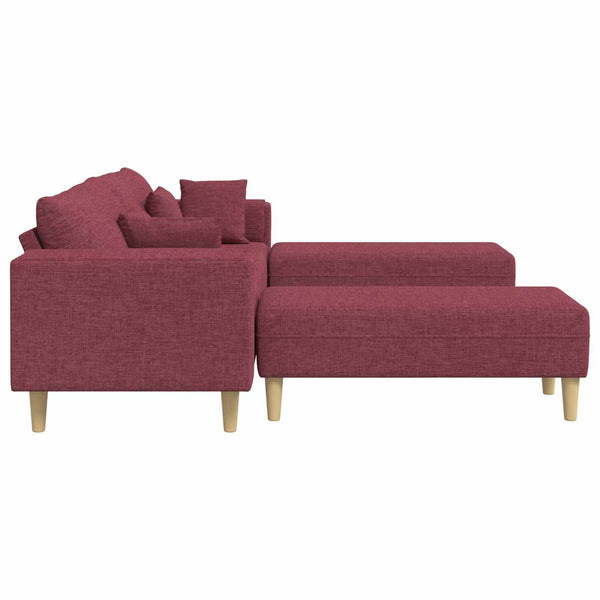 vidaXL 3-Piece Sofa with Cushions Wine Red Fabric