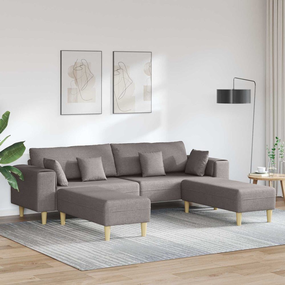 vidaXL 3-Piece Sofa with Cushions Taupe Fabric