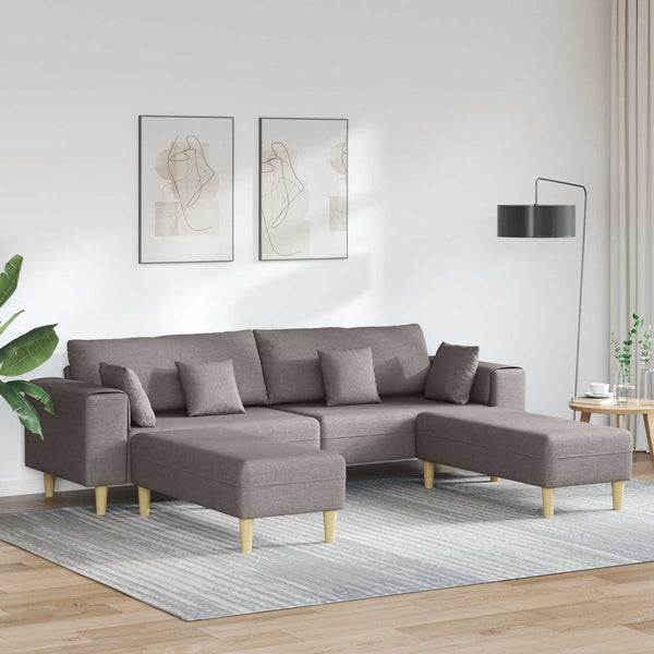 vidaXL 3-Piece Sofa with Cushions Taupe Fabric