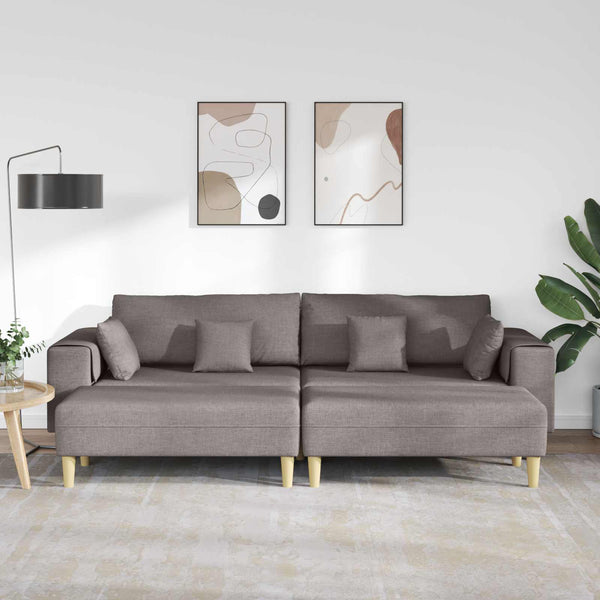 vidaXL 3-Piece Sofa with Cushions Taupe Fabric