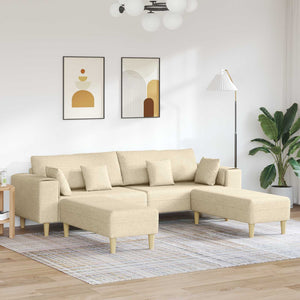 vidaXL Sofa with Cushions 3 pcs Cream Fabric