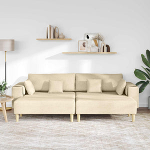 vidaXL Sofa with Cushions 3 pcs Cream Fabric