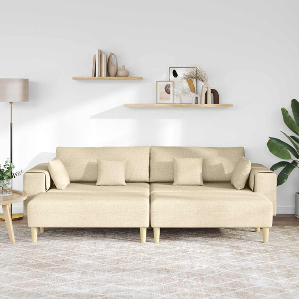 vidaXL Sofa with Cushions 3 pcs Cream Fabric