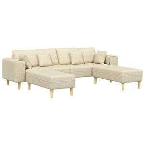 vidaXL Sofa with Cushions 3 pcs Cream Fabric