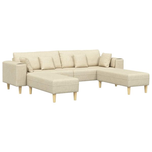 vidaXL Sofa with Cushions 3 pcs Cream Fabric