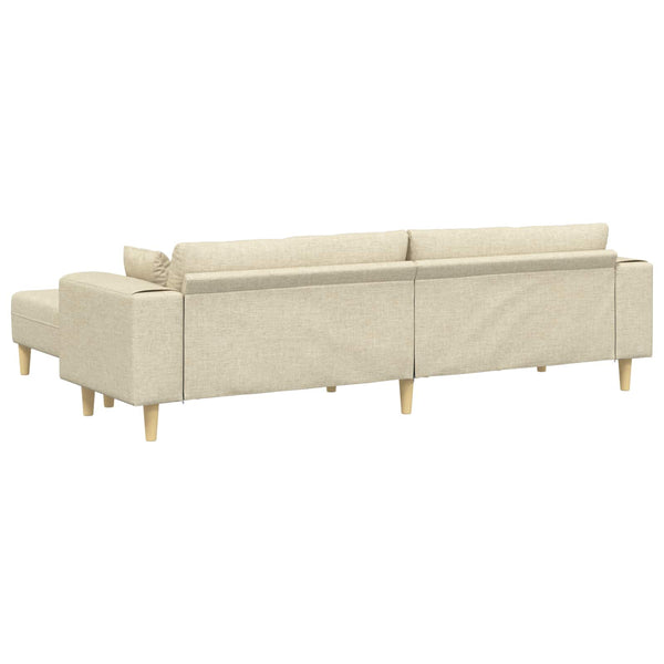 vidaXL Sofa with Cushions 3 pcs Cream Fabric