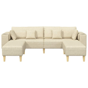 vidaXL Sofa with Cushions 3 pcs Cream Fabric